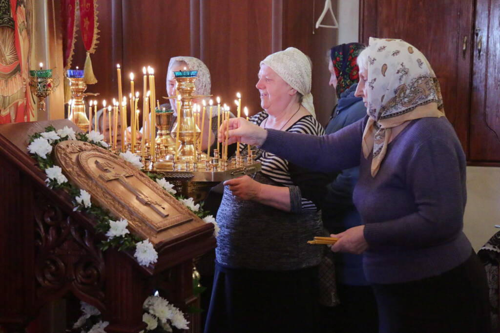 Божественная литургия в Неделю 3-ю Великого поста, Крестопоклонную в Архангельском храме г.Касимова