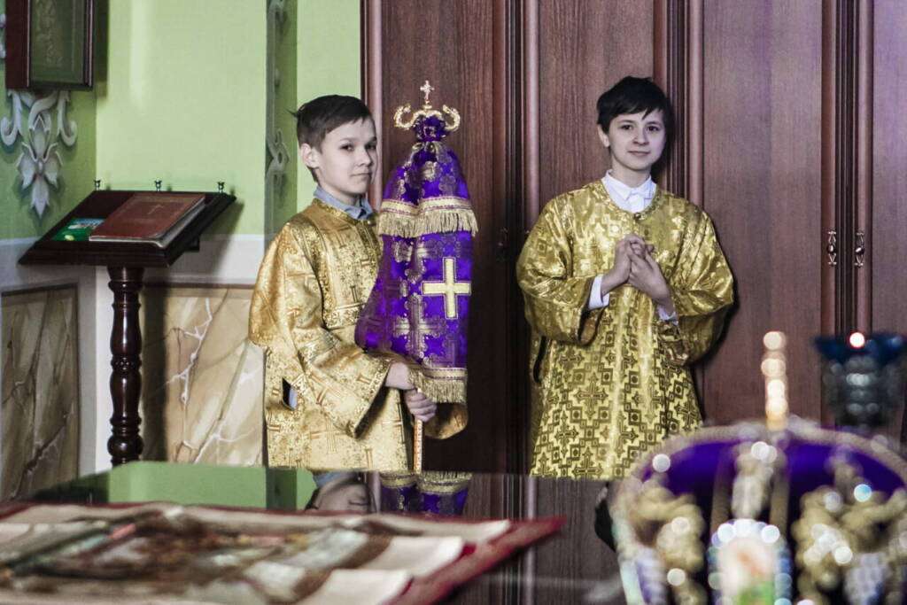 Божественная Литургия в Неделю 3-ю Великого поста, Крестопоклонную в Вознесенском Кафедральном соборе города Касимова