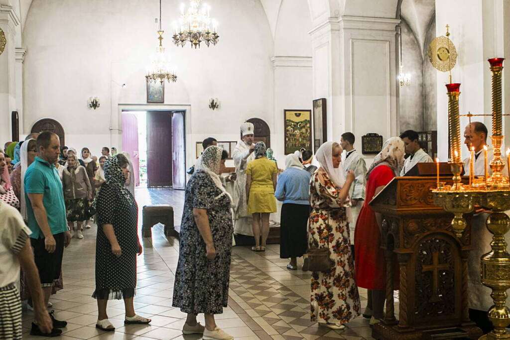 Всенощное бдение в канун праздника Преображения Господня в Вознесенском Кафедральном соборе города Касимова